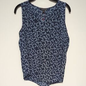 Banana Republic Navy Blue Patterned Sleeveless Top